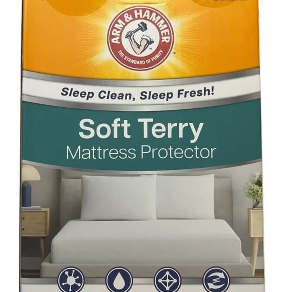 Arm & Hammer Twin/Twin XL Mattress Protector Soft Terry Feel NEW